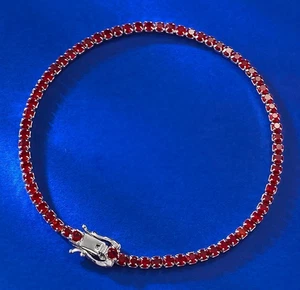Lab Grown Ruby Tennis Bracelet, 18K Gold Vermeil, Multiple Colors available - Picture 1 of 28