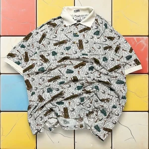 VTG Golf Sauce Berne Polo Shirt 90s Men L AOP Performance Print Short Sleeve - Picture 1 of 13