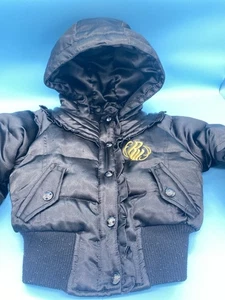 Rocawear Girls 2T Toddler Black Puffer Jacket/Coat-Hooded Zip Button - Picture 1 of 11
