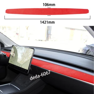 Soft Suede Red Central Control Dashboard Panel Trim For Tesla Model 3 /Y 2020-23 - Picture 1 of 8