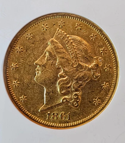 1861 Gold $20 Liberty Double Eagle NGC AU 55 Civil War Philadelphia Mint #010 Cover