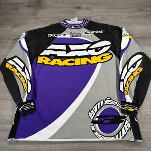 Vintage AXO Sport Shirt Mens XL Motocross Racing Jersey 90s AOP Purple Gray - Picture 1 of 5