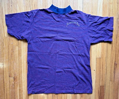 1969 CAMPEÓN Vintage Rayas Universidad Estatal Montclair Camisa Cuello Simulado NJ Foto 1 de 4