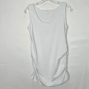 Unbranded Maternity Woman’s Tank Top sz XL White Gathered Sleeveless Round Neck - Picture 1 of 9