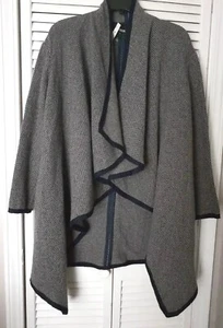 ASOS Mantel Gr. 6 graue Wollmischung offene Damen Front Schal Jacke Wasserfall - Bild 1 von 10