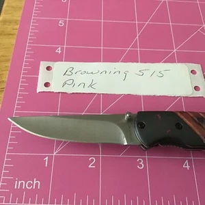 Vintage Browning Model 515 Pink Camo Ladies Folding Blade Pocket Knife - Picture 1 of 11