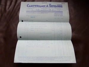 CARTWRIGHT & EDWARDS LONGTON STAFFORDSHIRE BILLHEAD 1936 BOROUGH POTTERY POTTER - Foto 1 di 6