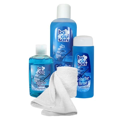 OLSHOP AG badusan Wohlfühlset "Frische Brise" 4-teilig Duschbad Schaumbad Flüssigseife