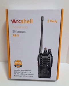 ARCSHELL RECHARGEABLE 2-PACK AR-5 UHF TRANSCEIVERS TWO-WAY RADIOS NEW IN BOX - Picture 1 of 7
