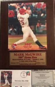 Mark McGwire 500th Home Run Limited Edition Plaque 1,066 Of 9,990 - Picture 1 of 5