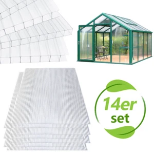 14x Polycarbonat Doppelstegplatten 4mm Gewächshaus Hohlkammerplatten Transparent - Bild 1 von 10