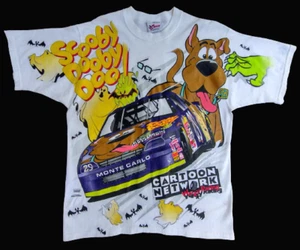 NM VTG 90S NASCAR #29 CARTOON NETWORK SCOOBY DOO RACING ALL OVER TSHIRT Men sz L - Picture 1 of 7