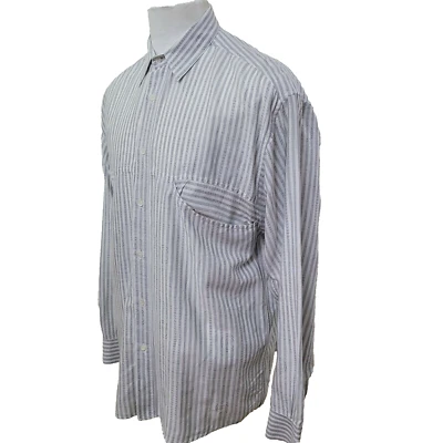 Camisa de vestir informal de manga larga de algodón a rayas blancas talla 16 de Pal Zileri para hombre Foto 1 de 4