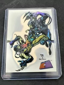 1997 FLEER/SKYBOX MARVEL VS. WILDSTORM 22 WARBLADE VS WOLVERINE REFRACTOR - Picture 1 of 2