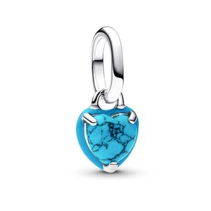 PANDORA Schmuck Mini Charm-Anhänger Silber Herz Türkis 793827C01 - Bild 1 von 4