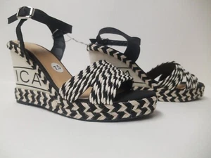 Nautica Women's Willia Wedge Sandals Platform Size 7.5 QW0043W White & Black - Picture 1 of 9