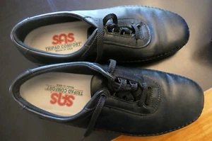 SAS Traveler Black Women's 7.5 M TriPad Comfort Leather Tie Walking Shoes - Picture 1 of 3