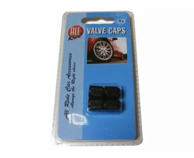 4  VALVE CAPS  BLACK WHEEL RIM TIRE COVER 4X CAR VAN BIKE DUST CAPS TYRES  - Image 1 of 2