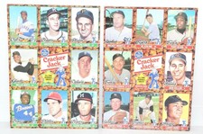 1982 Cracker Jack All-Time Greats UNCUT SHEET LOT x2: Mantle Mays Aaron HOF WOW