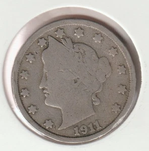 Rare 114 Year Old 1911 Barber Liberty V Nickel US Coin Collection Collectible - Picture 1 of 2