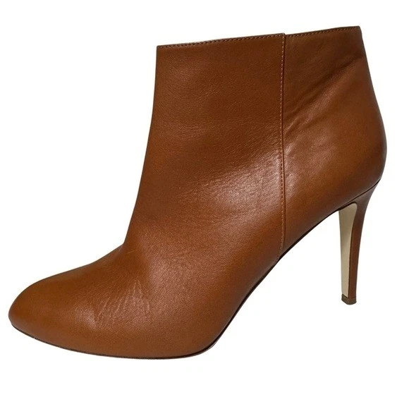 J. Botas al tobillo Crew para mujer marrón cuero italiano punta en punta tacón alto talla 11 Foto 1 de 4