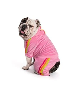 Neu mit Etikett Fabdog rosa Velours Jogginghose 12 Zoll; Brustverschluss; elastischer Po - Bild 1 von 6