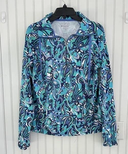 Coolibar Annette 1/2 Zip Pullover Shirt Jacket Medium Multicolor Blue 50+UPF - Picture 1 of 10