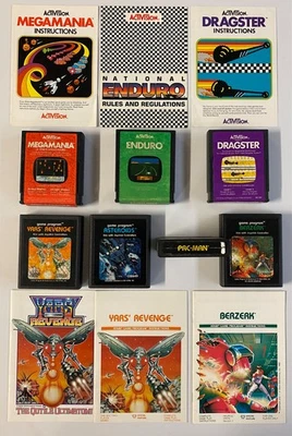Vintage Atari 2600 Game Cartridge Lot Pac-Man Asteroids Berzerk Dragster Enduro - Image 1 of 4