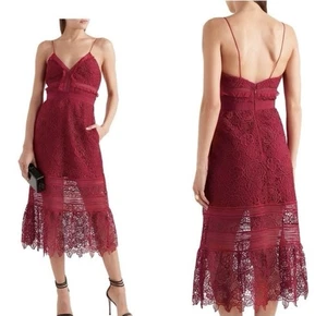 SELF PORTRAIT Red Raspberry Guipere Lace Cocktail Wedding Prom Dress 10UK 6US - Picture 1 of 14