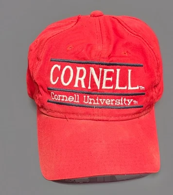 Vintage 90s Cornell University Red Hat Baseball Cap Snapback Split Bar College - Image 1 of 4