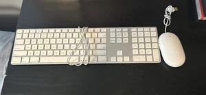 Apple Mac White USB Wired Keyboard and Mouse Set Good Condition - Photo 1/1