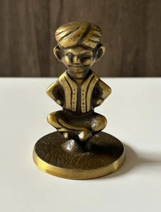 Signed Solid Brass Pixie Elf Imp Genie Figural Paperweight Figurine Monroe Davis - Picture 1 of 10