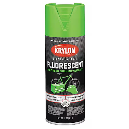 Krylon K03106888 Spray Paint, Flourescent Green, Gloss, Solvent, 11 Oz - Image 1 of 1