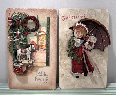 Home Interiors  Victorian Christmas 3D Metal Artwork Postcards Wall Hangings (2) - Image 1 of 4