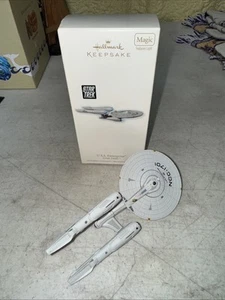 2010 Hallmark Star Trek USS Enterprise Magic Light Andenken Ornament & 2 Kirk - Bild 1 von 3