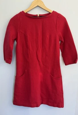 Boden Ottoman Beetroot Red Cotton 3/4 Sleeve Pockets Shift Dress Size 6R Holiday - Image 1 of 4
