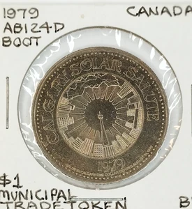 1979 Calgary Alberta $1 Stampede, Solar Salute token Uncirculated Hat AB124D - Picture 1 of 2