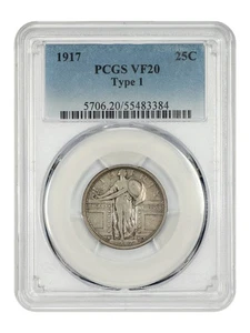 1917P TYPE 1 STANDING LIBERTY QUARTER PCGS VF20 Philadelphia Mint Collector Coin - Picture 1 of 5