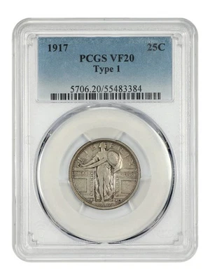 1917P TYPE 1 STANDING LIBERTY QUARTER PCGS VF20 Philadelphia Mint Collector Coin - Image 1 of 4