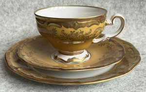 WEIMAR KATHARINA JUWEL Gedeck KAFFEEGEDECK 3tlg. Kaffeetasse Goldrand Braun Gelb - Bild 1 von 12