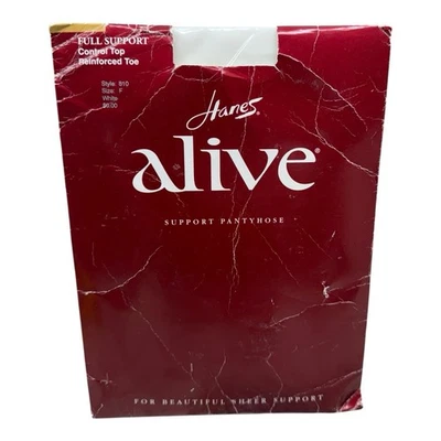 Pantimedias vintage Hanes Alive Full Support Control Top 810 talla F blancas Foto 1 de 2