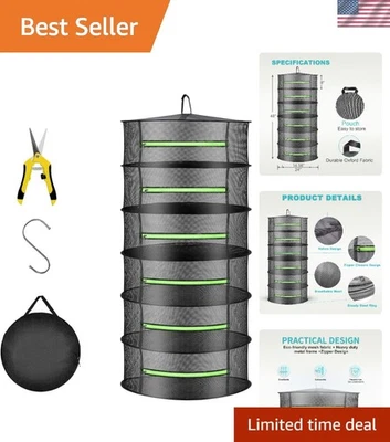Rack de secagem de ervas 6 camadas rede de malha com zíper pendurado rack de secagem jardim - Imagem 1 de 4