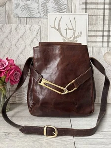 Beautiful vintage Nicoli Chestnut Leather Cross Body bag Shoulder Bag - Picture 1 of 11