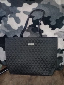Ralph Lauren Black Romance Quilted Tote Bag Womens Elegant Handbag Pink Interior - Picture 1 of 5