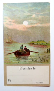 Tarjetas de premio al mérito de recuerdo escolar victoriano barcos paisaje marino al atardecer - Imagen 1 de 2