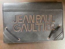 Jean Paul Gaultier Women's Clutch Bag Pouch Punched Leather Black Casual