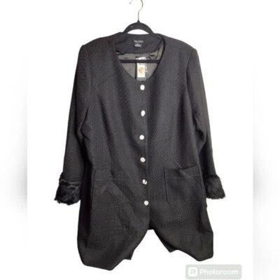 Nuevo con etiquetas Abrigo City Chic Camila Tweed Negro Talla XL/22 Mujer Plus Foto 1 de 4