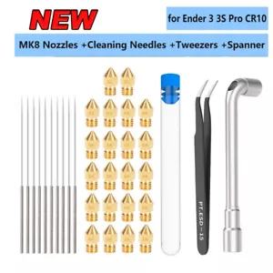 34Pcs 3D Printer MK8 Brass Nozzle Extruder Cleaning Kit for Ender 3 3S Pro CR10 - Picture 1 of 12