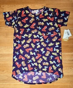 LuLaRoe Gracie SIZE 12 Disney Princess Hi Lo Shirt Ariel Belle Snow White Kids - Picture 1 of 10