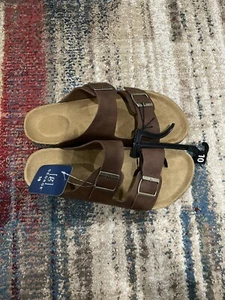 George Men's Comfort Strap Sandals Size 10 USA Tan Slip On Shoes NEW - Picture 1 of 9